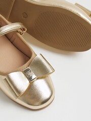 River Island Gold Metallic Bow Ballerina Shoes - Image 4 of 4