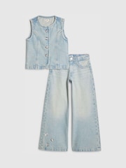 River Island Hotfix-vest og vide jeanssett - Bilde 1 av 5
