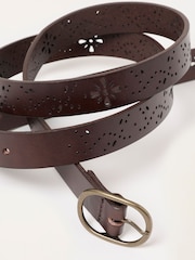 FatFace Chocolate Brown Cut Out Leather Belt - Image 2 of 3