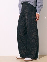 Leopard Jersey Denim Wide Leg Trousers - Image 2 of 8