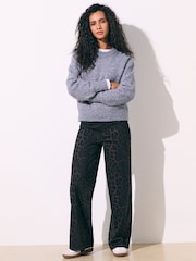 Leopard Jersey Denim Wide Leg Trousers - Image 4 of 8