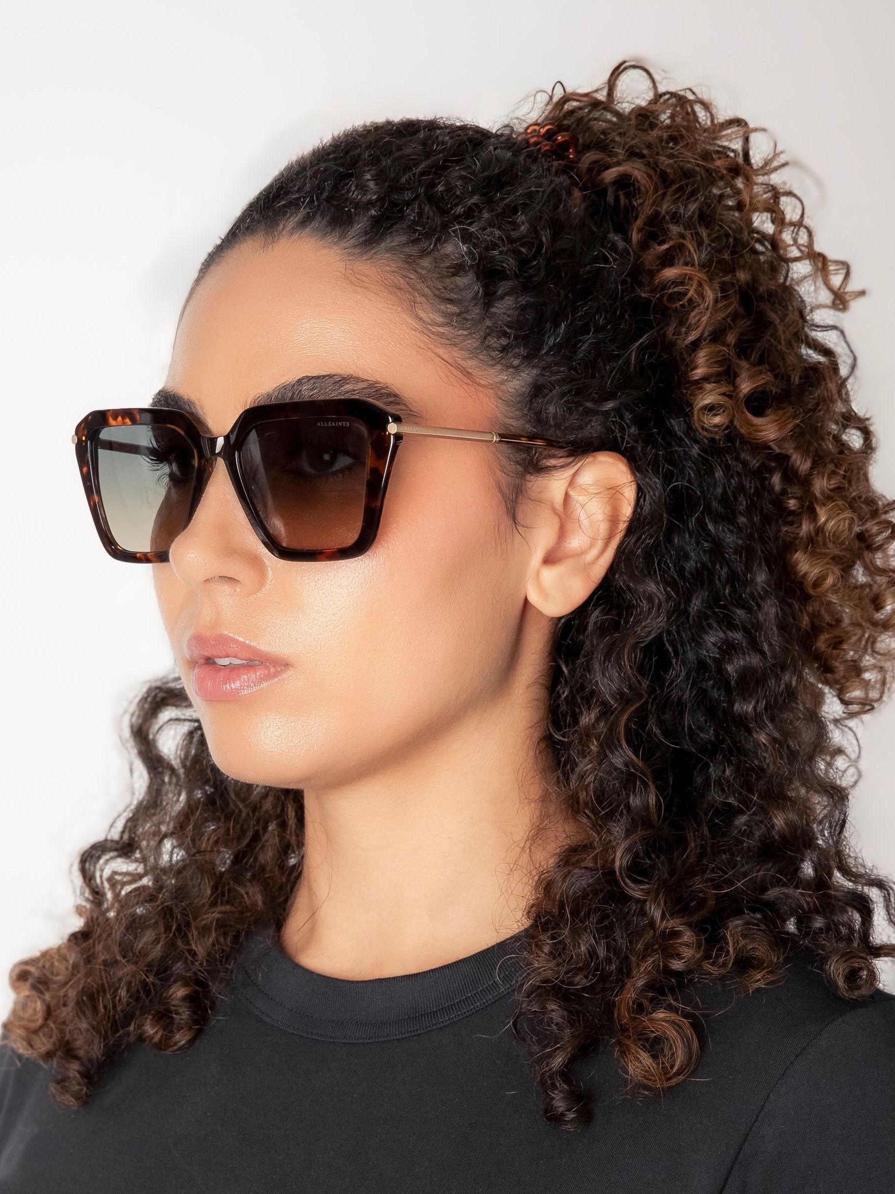 New All Saints Sunglasses Dark Tortoise Frame ALS5013 Flat Front Lens Low Bridge Fit Sunglasses | New SL  main image 4