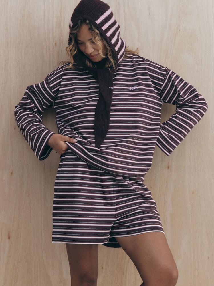self. Berry Red Stripe Long Sleeve Pyjamas - Image 2 of 7