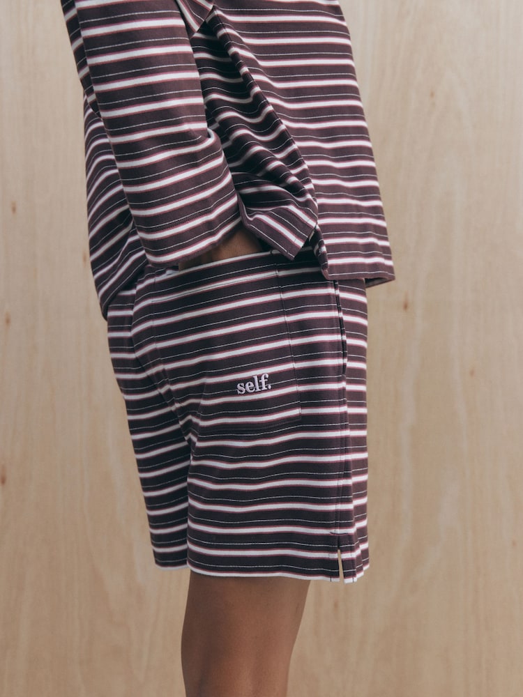 self. Berry Red Stripe Long Sleeve Pyjamas - Image 7 of 7