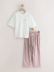self. Pink Ecru Stripe Stripe Short Sleeve Pyjamas - Image 7 of 9