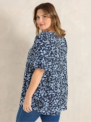 Evans Blue Pleated Front Angel Sleeve Blouse - Image 3 of 5