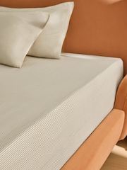 MADE.COM Natural Ansel Stripe Deep Fitted Sheet - Image 1 of 3