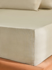 MADE.COM Natural Ansel Stripe Deep Fitted Sheet - Image 2 of 3