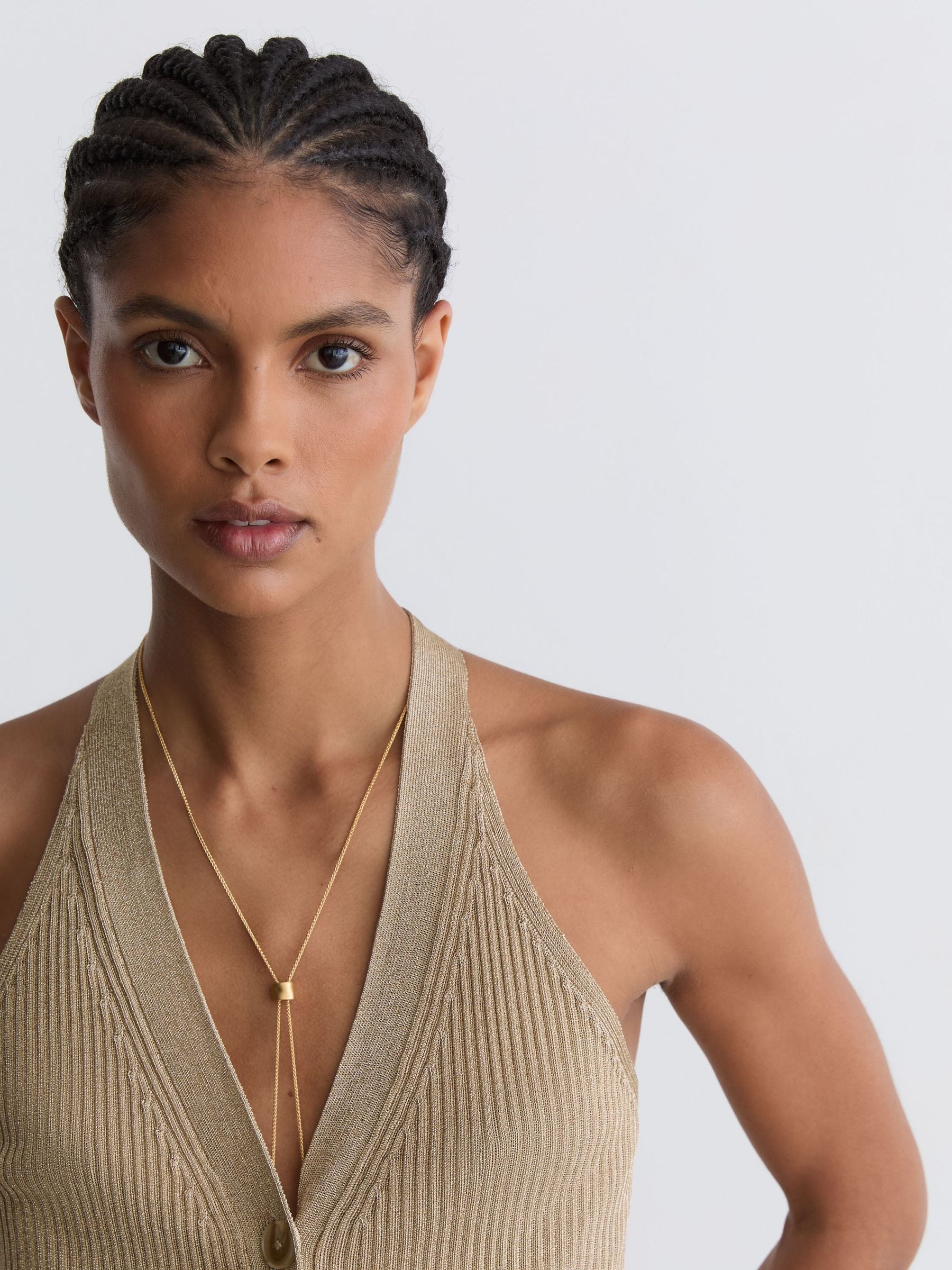 Buy Reiss Gold Lilana Metallic Rib-Knit Waistcoat from Next USA