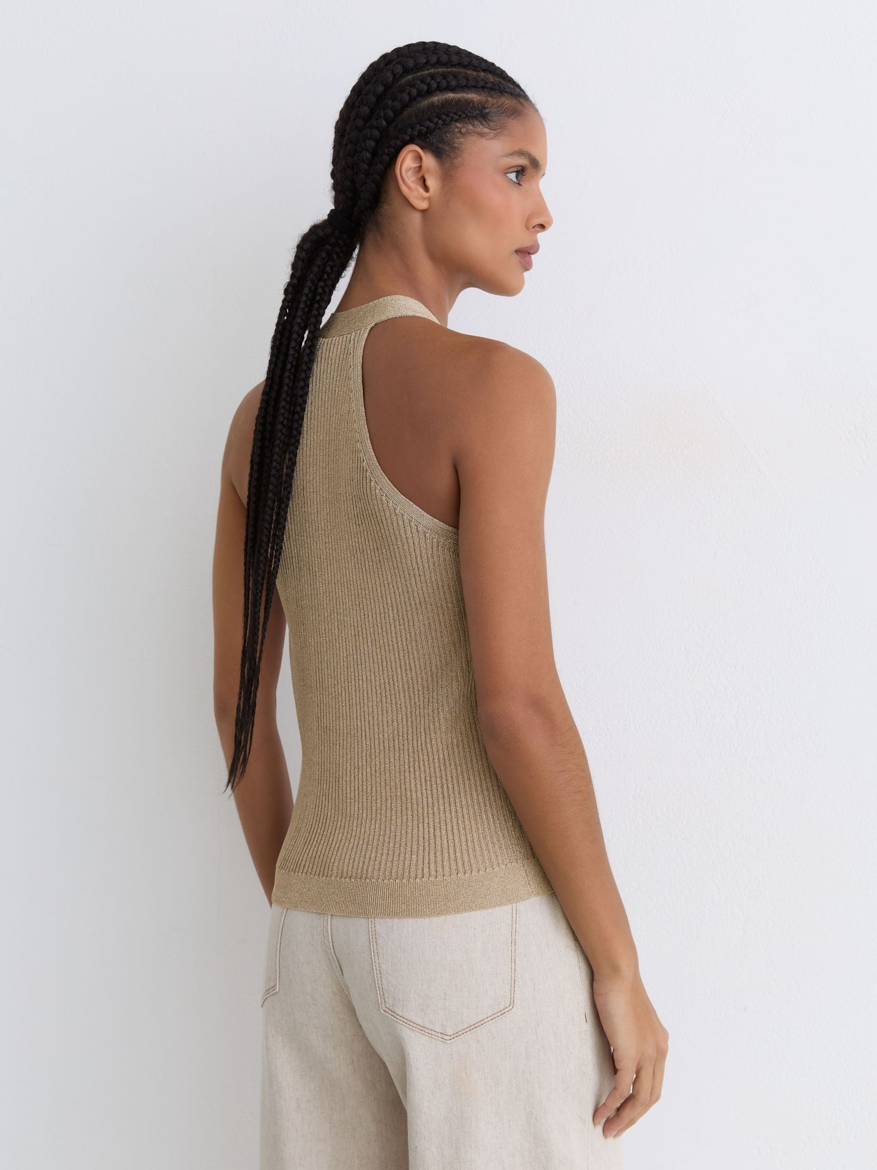 Buy Reiss Gold Lilana Metallic Rib-Knit Waistcoat from Next USA