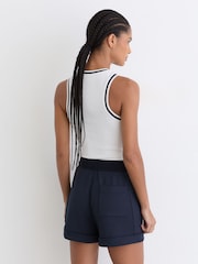 Reiss Navy Phoebe Premium Interlock Drawstring Shorts - Image 5 of 6