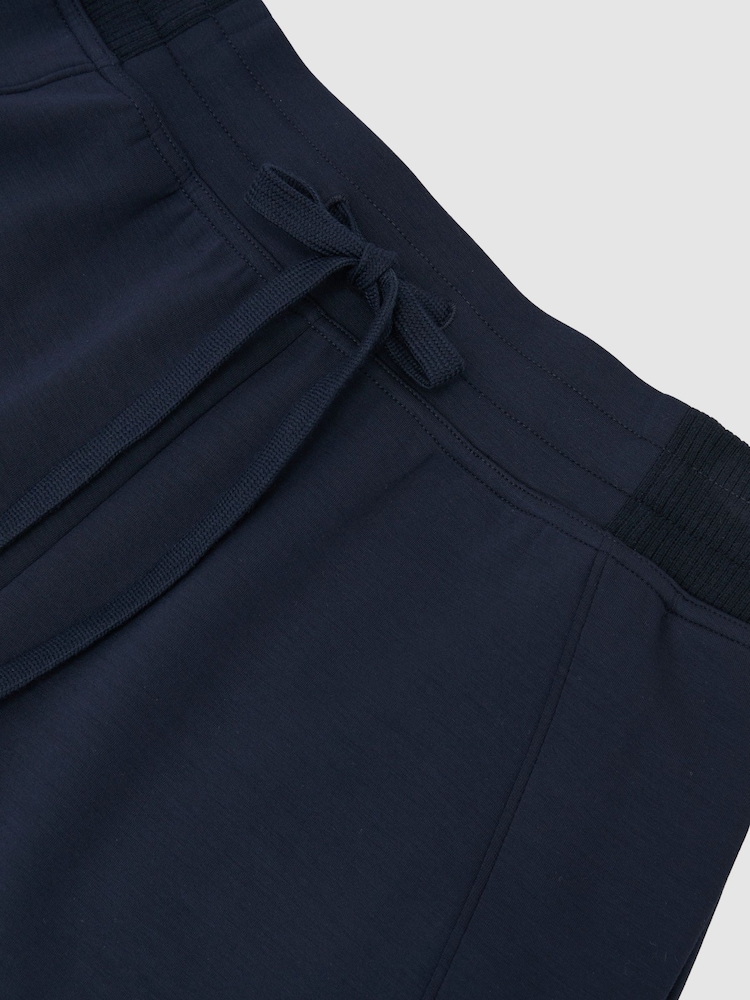 Reiss Navy Phoebe Premium Interlock Drawstring Shorts - Image 6 of 6 Reiss Navy Phoebe Premium Interlock Drawstring Shorts - Image 6 of 6