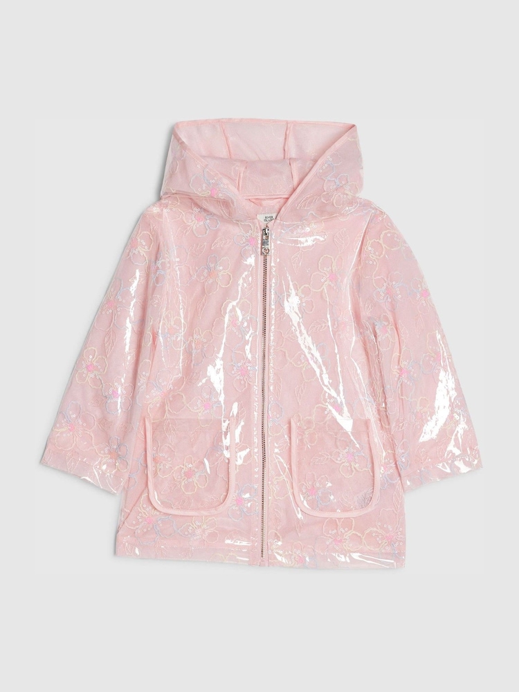 River Island Pink Rainbow Flower Rainmac - Image 1 of 4