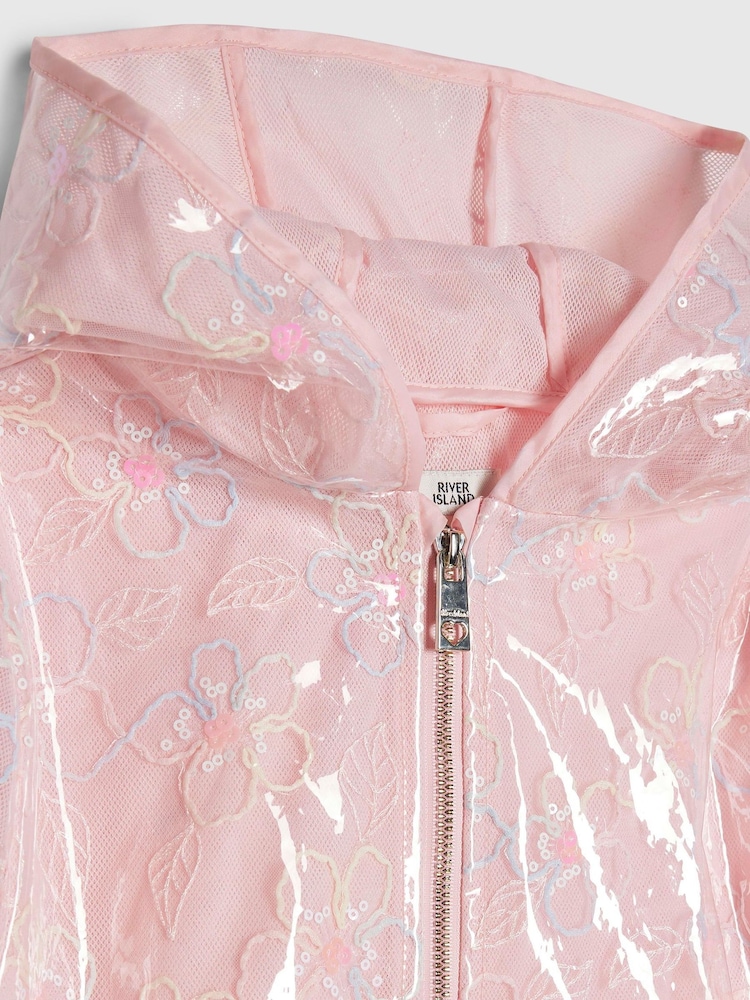 River Island Pink Rainbow Flower Rainmac - Image 4 of 4
