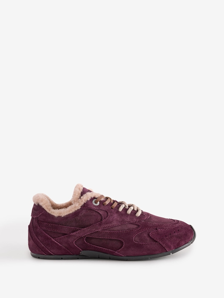 Bronx Red Myraa Shearling Suede Double Lace Trainers - Image 2 of 2 Bronx Red Myraa Shearling Suede Double Lace Trainers - Image 2 of 2