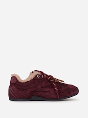 Bronx Red Myraa Shearling Suede Double Lace Trainers - Image 3 of 6