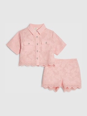 River Island Pink Lace Blouse Shirt & Shorts Set - Image 2 of 5