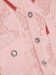 River Island Pink Lace Blouse Shirt & Shorts Set - Image 5 of 5