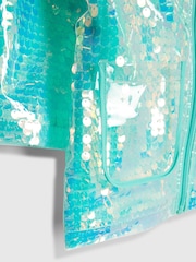 River Island Blue Sequin Glitter Rain Jacket - Image 4 of 4