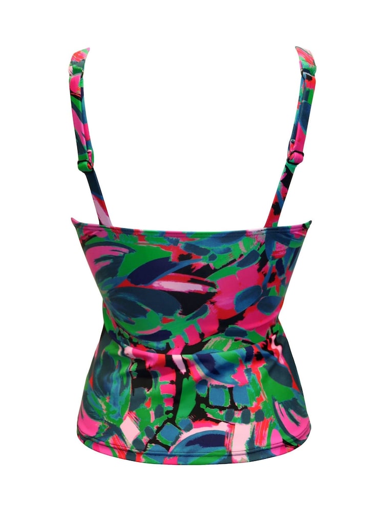 Pour Moi Black Heatwave Twist Front Ruched Tummy Control Tankini - Image 4 of 4