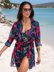 Pour Moi Black Chiffon Button Through Beach Coverup - Image 1 of 4