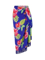 Pour Moi Blue Marl Fringe Trim Crinkle Multiway Sarong - Image 3 of 4