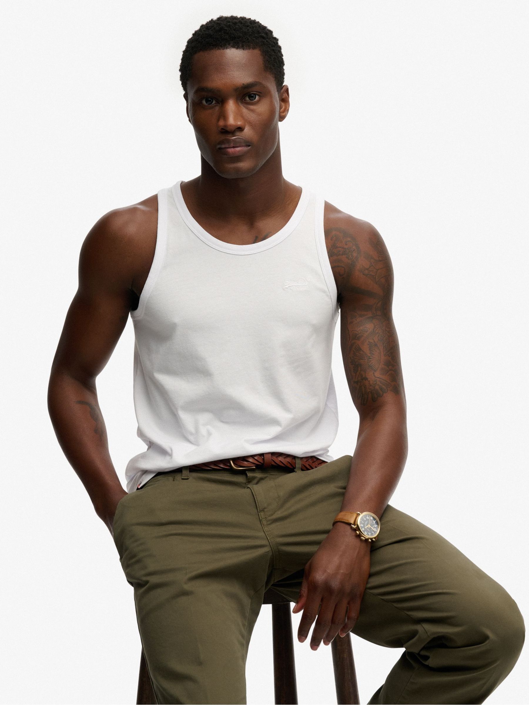 Superdry Blanc Tank Top Essential Logo - Image 2