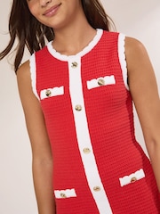 Lipsy Red Boucle Sleeveless Knit Dress (5-16yrs) - Image 3 of 4