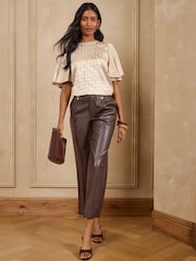 Love & Roses Champagne Gold Jacquard Spot Satin Top - Image 4 of 6