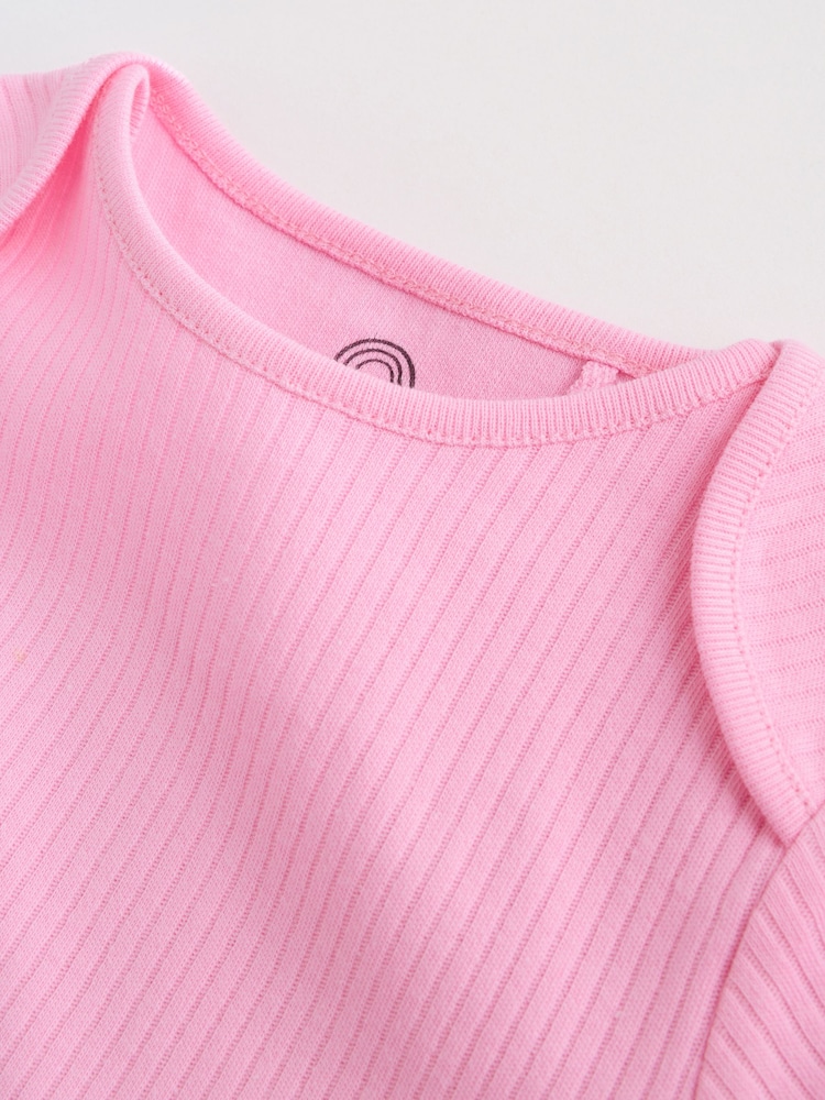 Pink/White Long Sleeve Baby Bodysuits 5 Pack - Image 14 of 14