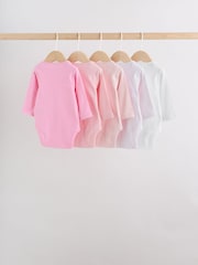 Pink/White Long Sleeve Baby Bodysuits 5 Pack - Image 2 of 14