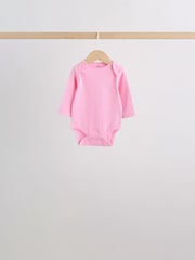 Pink/White Long Sleeve Baby Bodysuits 5 Pack - Image 3 of 14