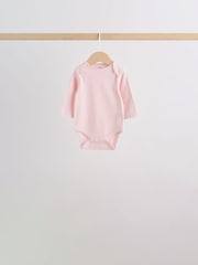 Pink/White Long Sleeve Baby Bodysuits 5 Pack - Image 4 of 14