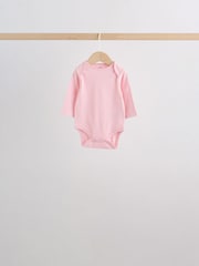 Pink/White Long Sleeve Baby Bodysuits 5 Pack - Image 5 of 14