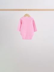 Pink/White Long Sleeve Baby Bodysuits 5 Pack - Image 6 of 14