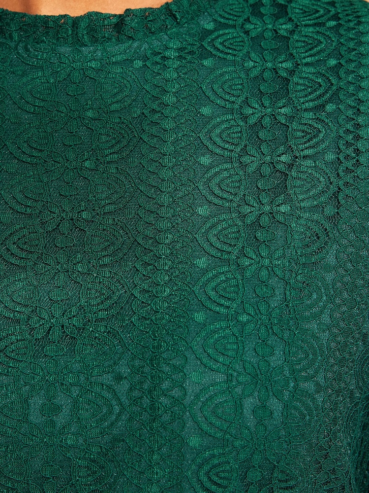 Love & Roses Teal Blue All Over Lace Top - Image 5 of 5