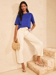 Love & Roses Cobalt Blue Broderie T-Shirt - Image 3 of 5