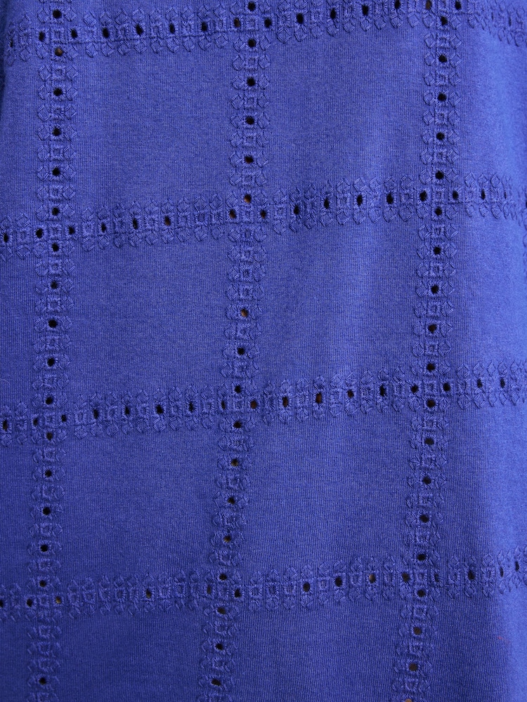 Love & Roses Cobalt Blue Broderie T-Shirt - Image 5 of 5 Love & Roses Cobalt Blue Broderie T-Shirt - Image 5 of 5