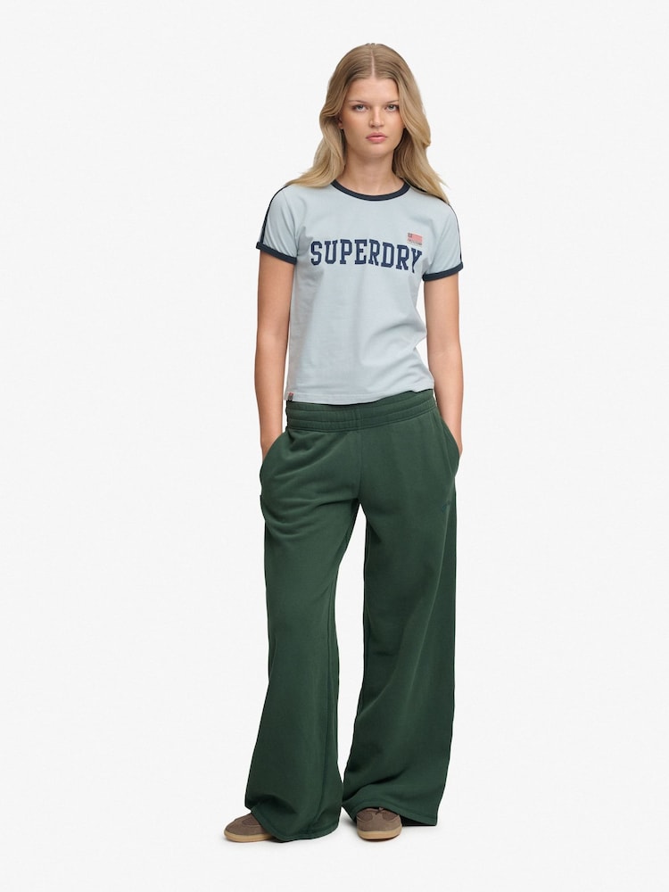 Superdry Green Essential Logo Wide Leg Joggers - Image 1 of 5
