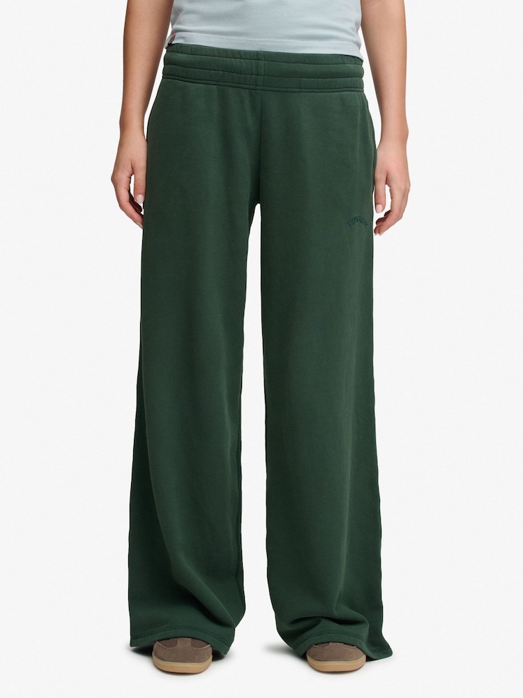 Superdry Green Essential Logo Wide Leg Joggers - Image 5 of 5