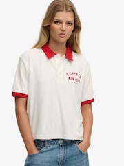 Superdry Cream Heritage Terry Polo Shirt - Image 1 of 6