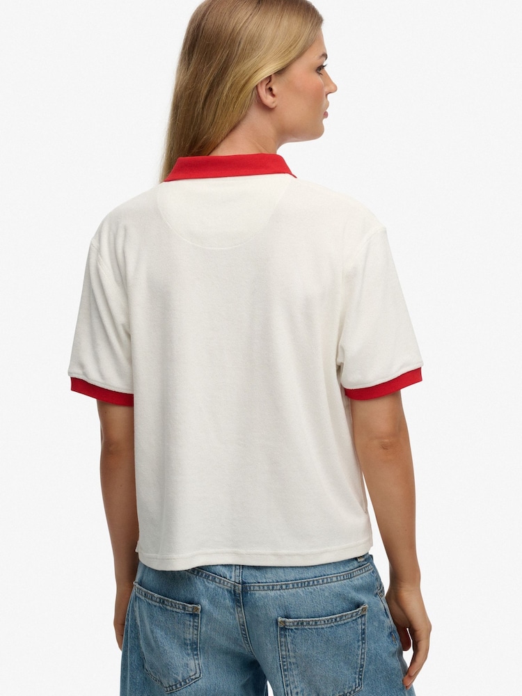 Superdry Cream Heritage Terry Polo Shirt - Image 2 of 6