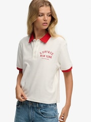 Superdry Cream Heritage Terry Polo Shirt - Image 4 of 6