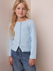 Asul - Long Sleeve Ribbed Cardigan (3-16yrs) - Larawan 1 ng 4