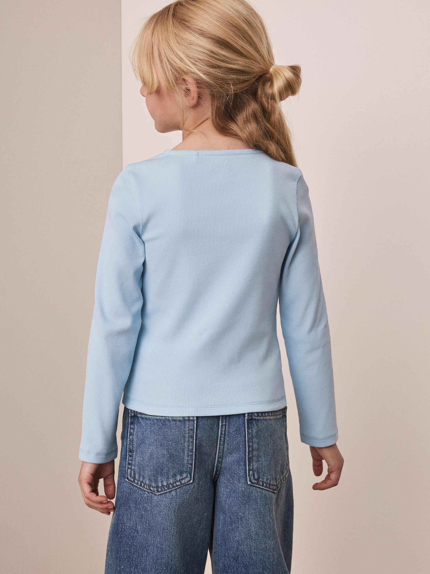 Buy Blue Long Sleeve Ribbed Cardigan (3-16yrs) from Next USA