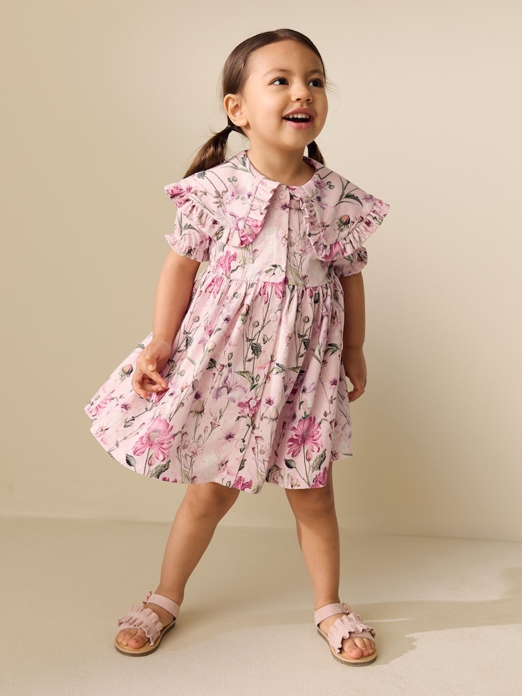 Floral Short Sleeve Collared Floral Dress (3mths-7yrs) - Image 2 of 7