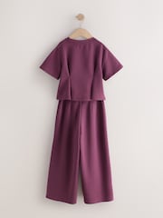 Berry Pleated Wide Leg Set (3-16yrs) - Image 7 of 9