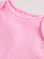 Pink/White Short Sleeve Baby Bodysuits 5 Pack - Image 12 of 14