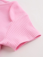 Pink/White Short Sleeve Baby Bodysuits 5 Pack - Image 13 of 14