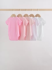 Pink/White Short Sleeve Baby Bodysuits 5 Pack - Image 2 of 14